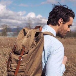 J. Crew Harwick Tan Backpack with Brown Leather Accents